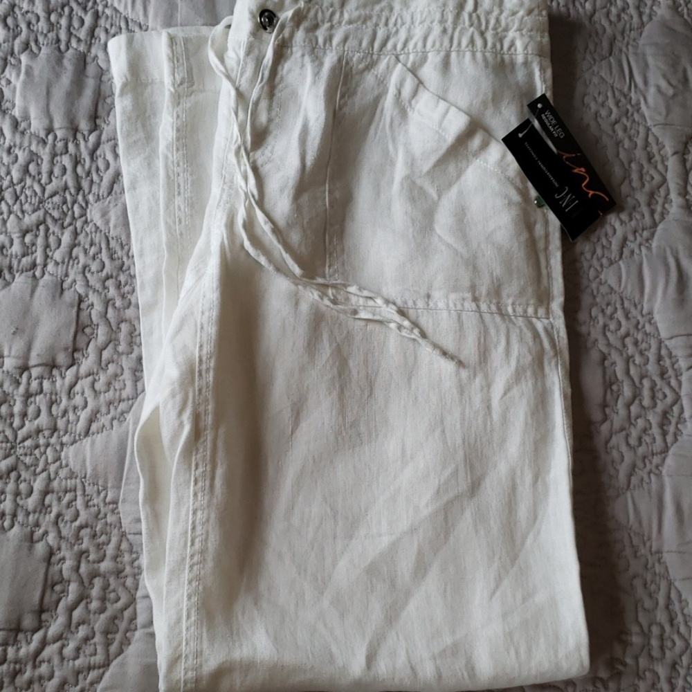 INC Wide Leg White Linen Pant